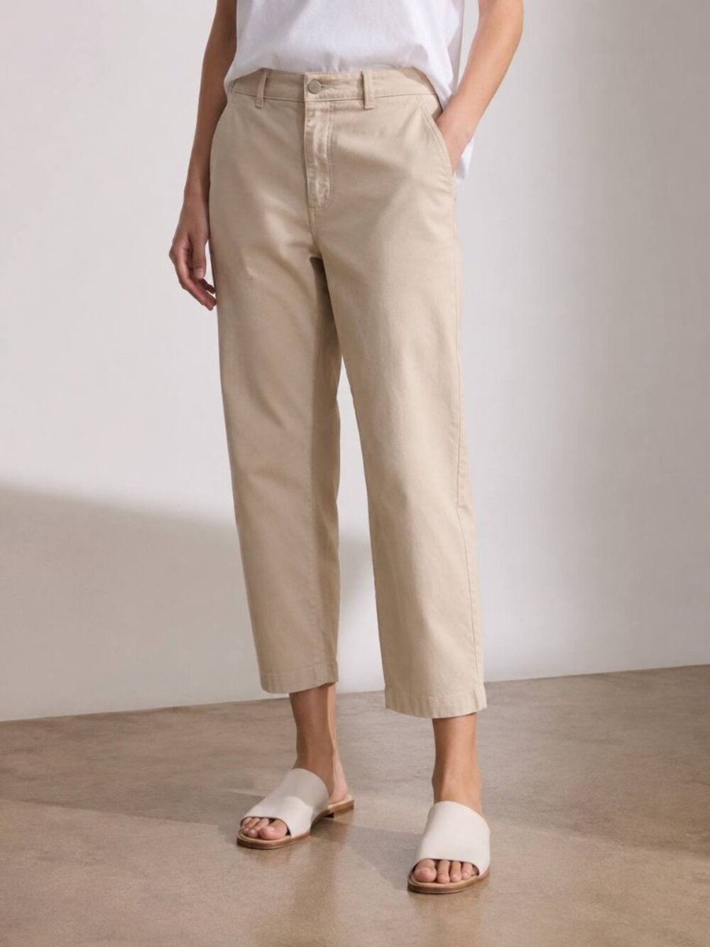 Everlane The Straight Leg Crop Pants Short Women's Size 10 Beige Cotton